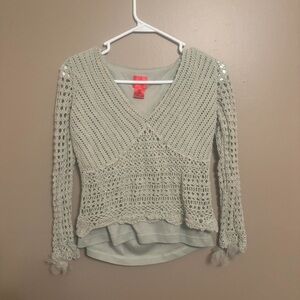 Elegant Crochet Knit Blouse - Cream
